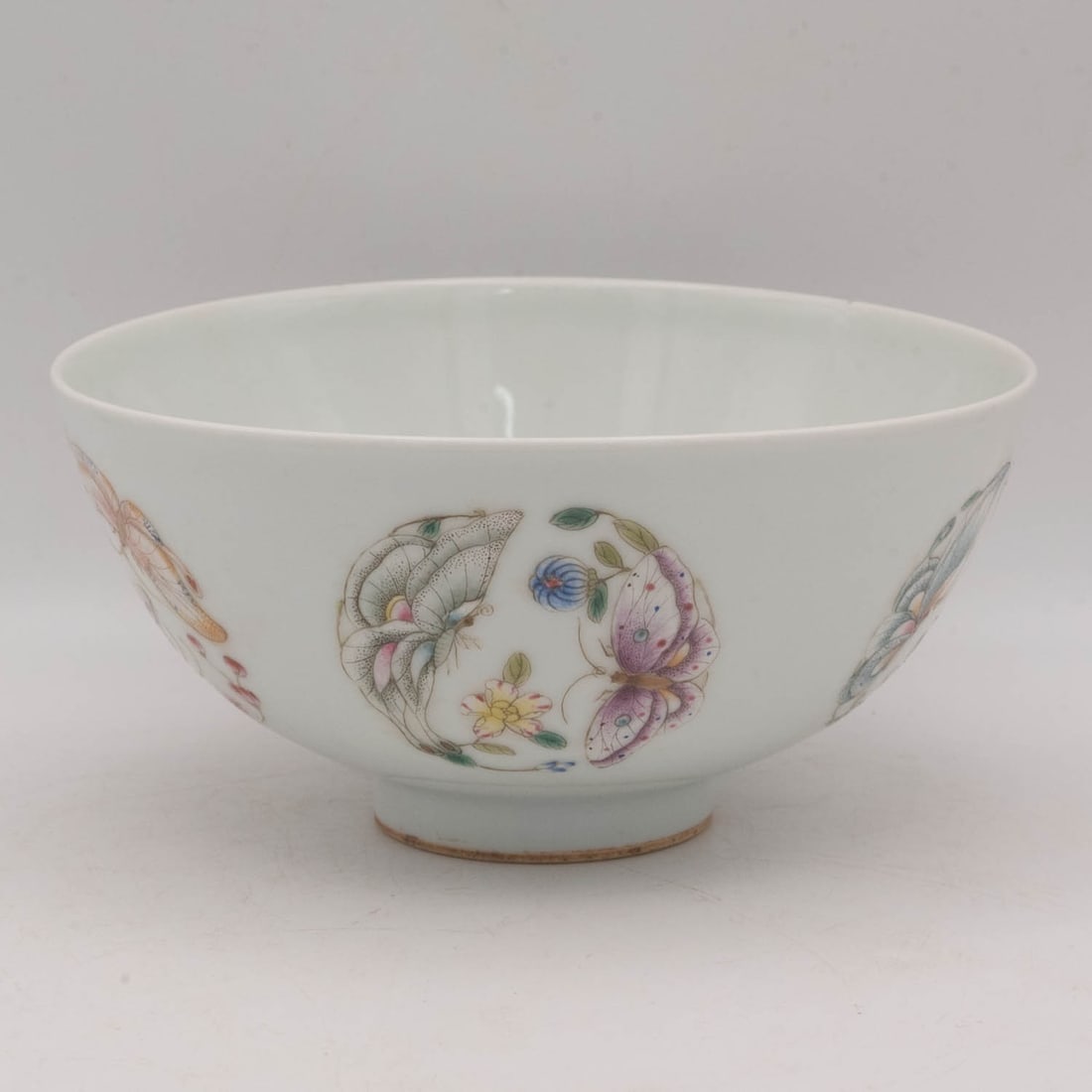 Old Chinese Yongzheng Marked Famille Rose Butterfly Porcelain Bowl (1 of 6)