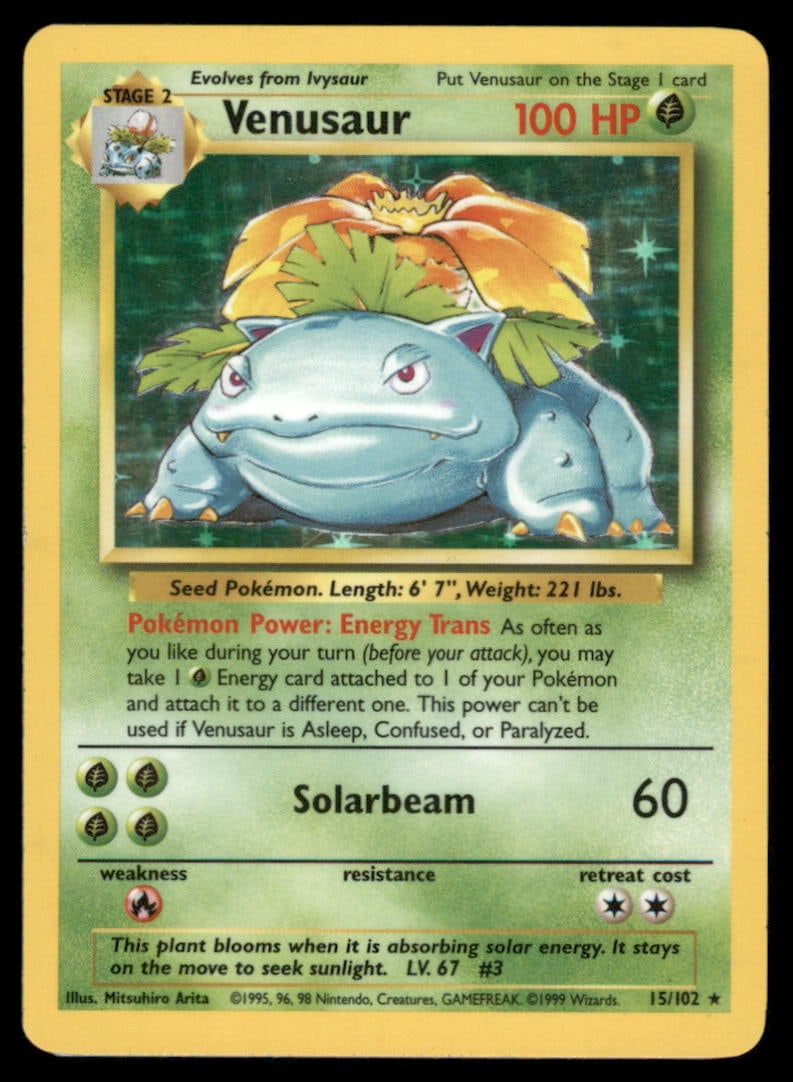Venusaur 15/102 Holo Base Set Unlimited Pokemon Card Holo (1 of 2)