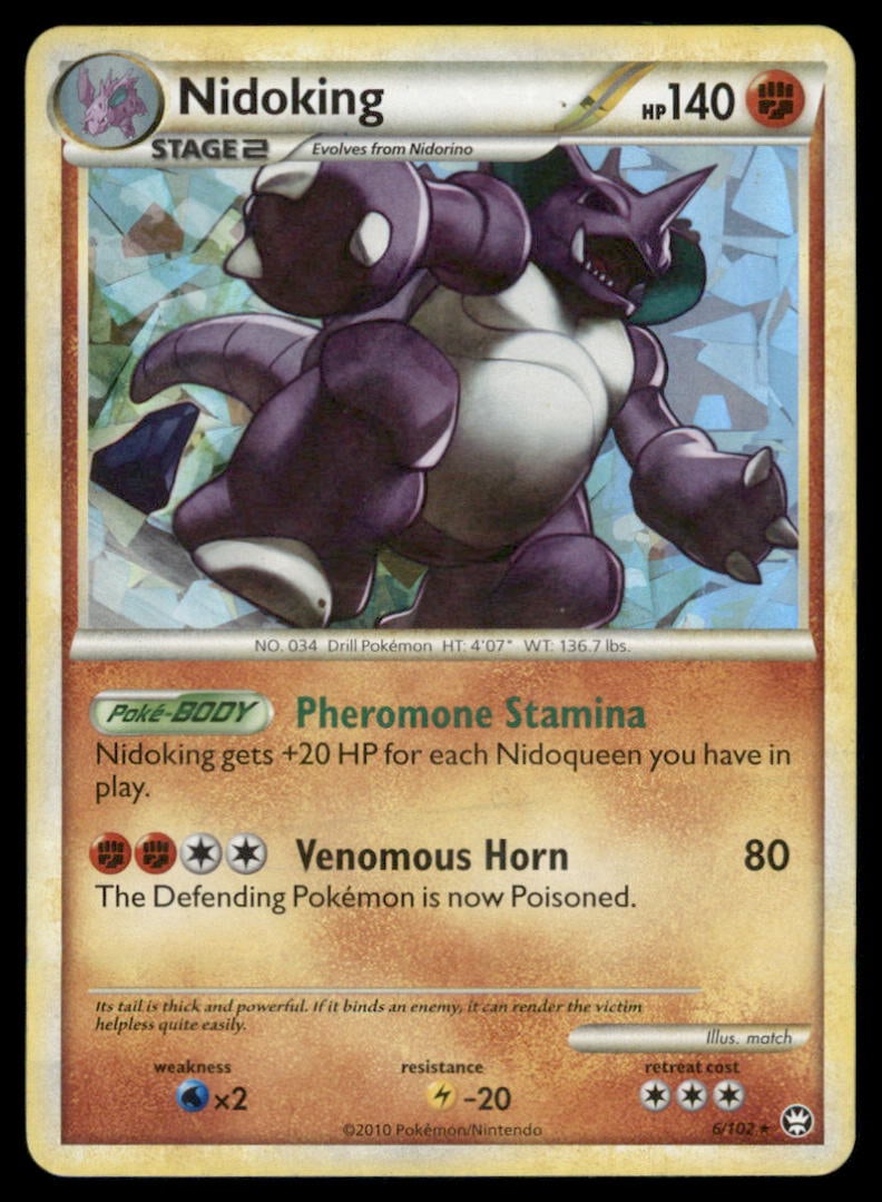 Nidoking (Cracked Ice Holo) 6/102 Holo Deck Exclusives Pokemon Card Holo: We offer combined shipping on multiple items. Buyers may also arrange their own shipping. LiveShipping is a separate and independent option for shipping that is NOT a part of the auction house or thei