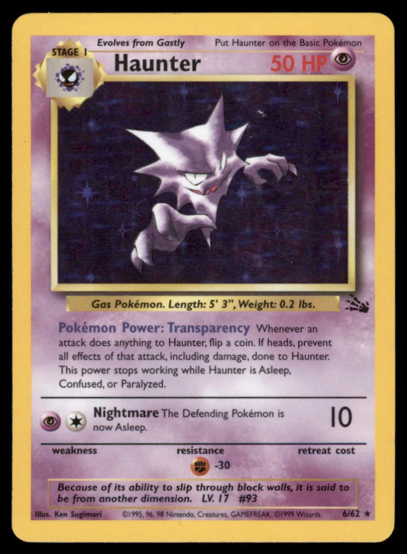 Haunter 6/62 Holo Fossil Pokemon Card Unlimited Holo (1 of 2)