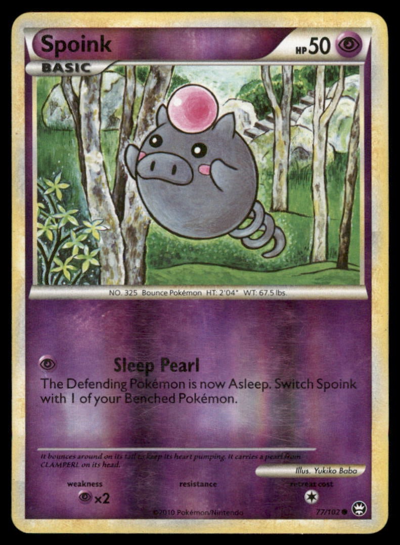 Spoink 77/102 HGSS Triumphant Pokemon Card Reverse Holo (1 of 2)