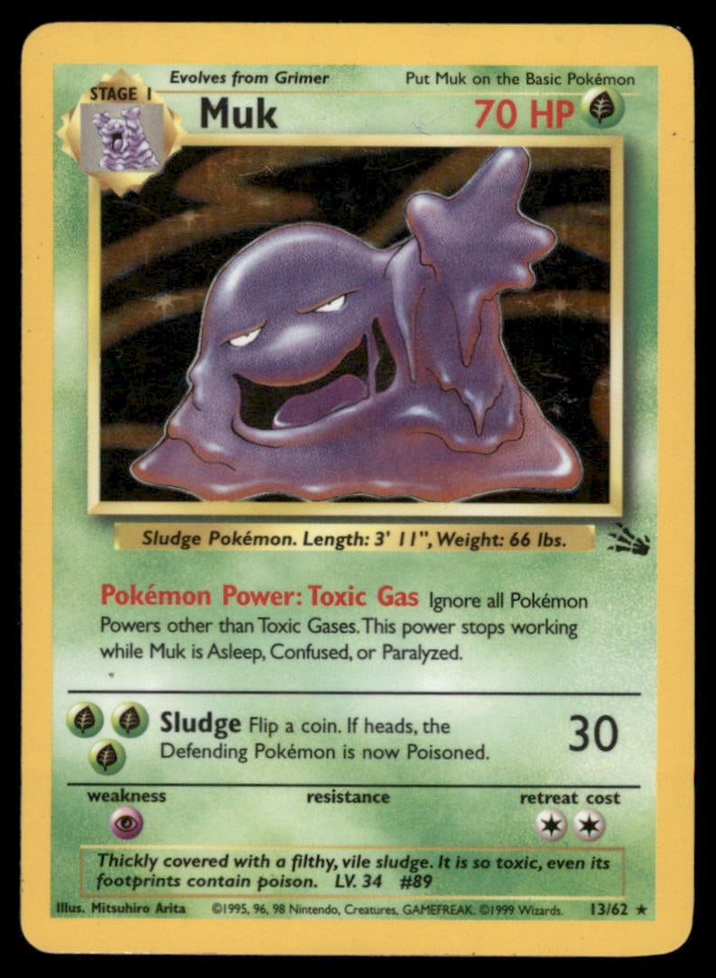 Muk 13/62 Holo Fossil Pokemon Card Unlimited Holo: We offer combined shipping on multiple items. Buyers may also arrange their own shipping. LiveShipping is a separate and independent option for shipping that is NOT a part of the auction house or thei