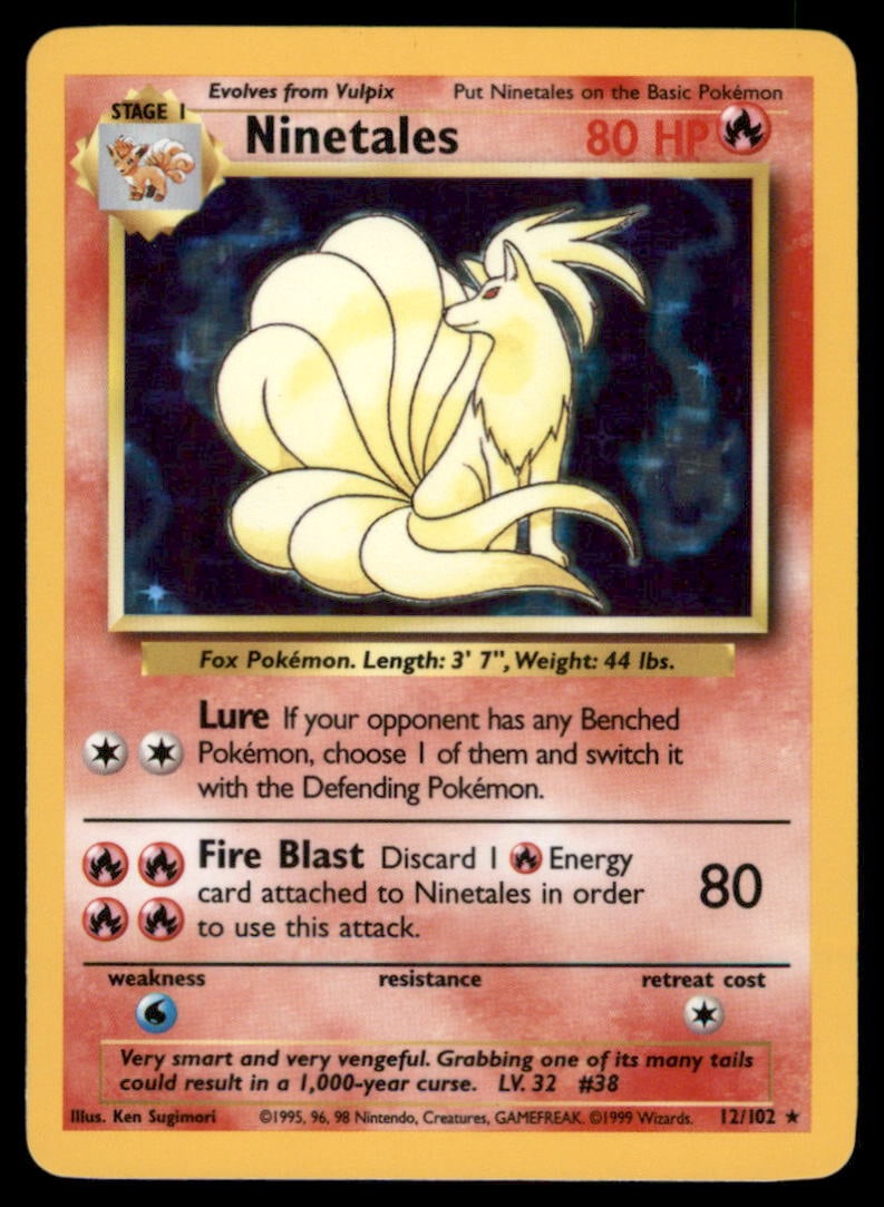 Ninetales 12/102 Holo Base Set Unlimited Pokemon Card Holo (1 of 2)