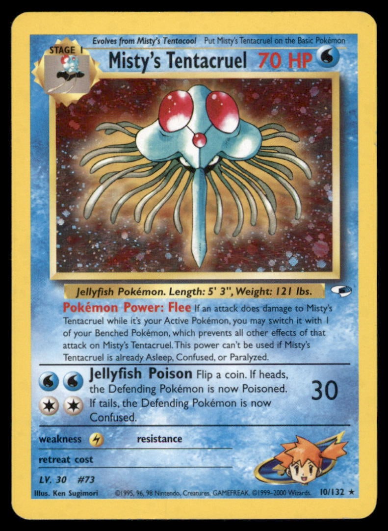 Misty's Tentacruel 10/132 Holo Gym Heroes Pokemon Card Unlimited Holo (1 of 2)
