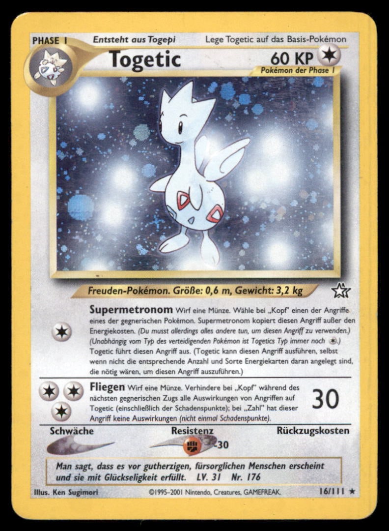 Togetic 16/111 Holo Neo Genesis Pokemon Card Unlimited Holo: We offer combined shipping on multiple items. Buyers may also arrange their own shipping. LiveShipping is a separate and independent option for shipping that is NOT a part of the auction house or thei