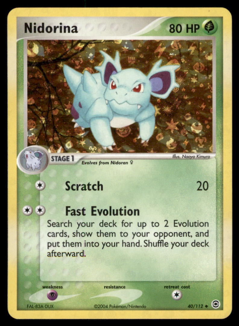 Nidorina 40/112 FireRed & LeafGreen Pokemon Card Reverse Holo: We offer combined shipping on multiple items. Buyers may also arrange their own shipping. LiveShipping is a separate and independent option for shipping that is NOT a part of the auction house or thei