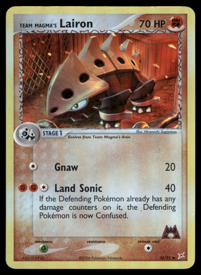 Team Magma's Lairon 36/95 Team Magma vs Team Aqua Pokemon Card Reverse Holo (1 of 2)