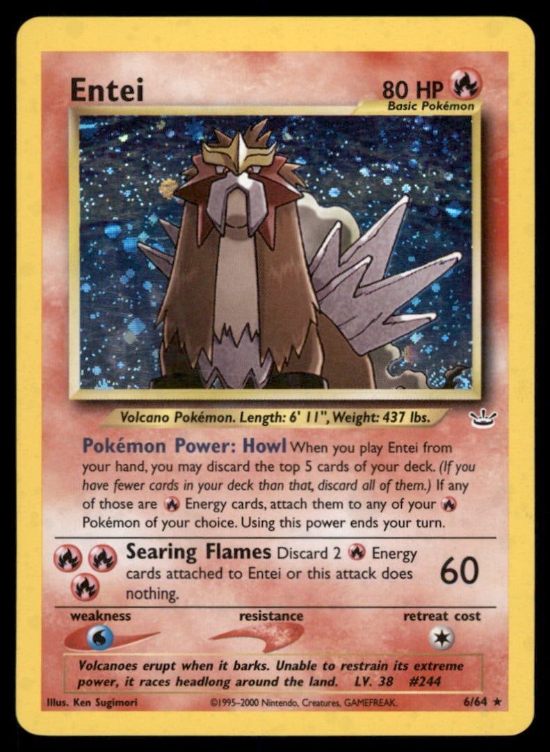Entei 6/64 Holo Neo Revelation Pokemon Card Unlimited Holo (1 of 2)