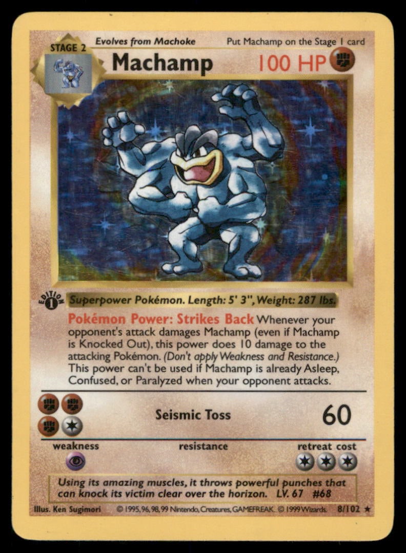 Machamp Base Set Shadowless 8/102 Holo Pokemon Card 1st Edition (1 of 2)
