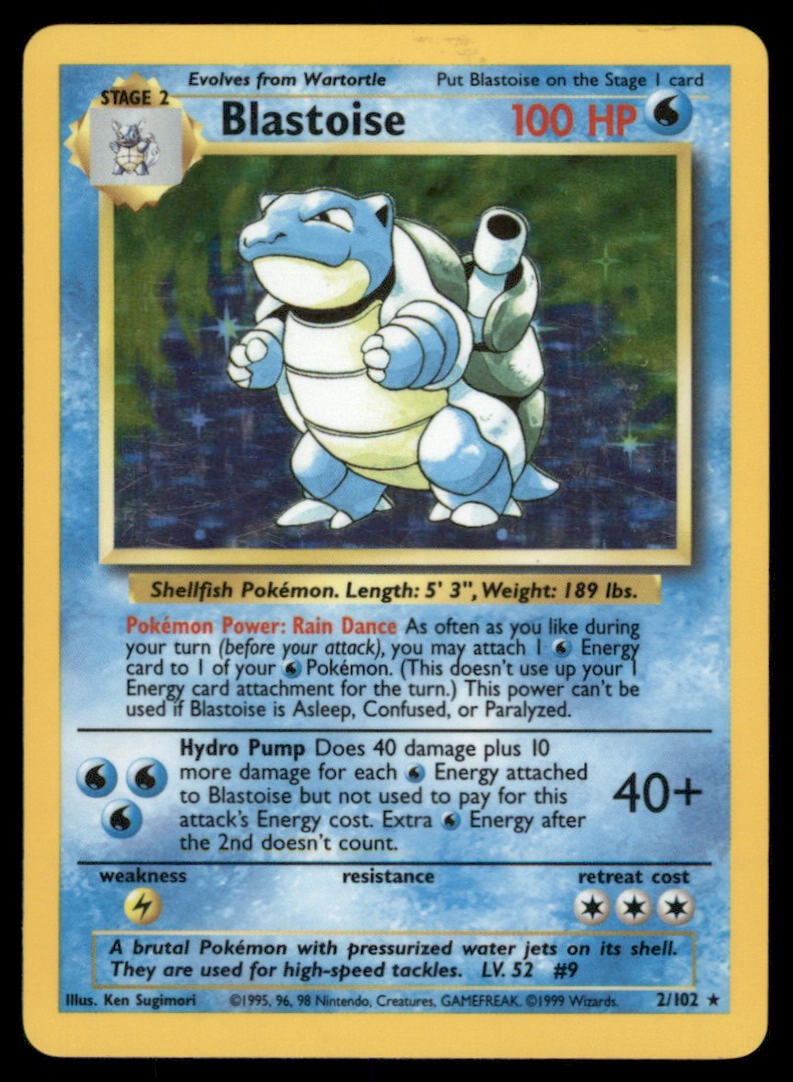 Blastoise 2/102 Holo Base Set Unlimited Pokemon Card Holo (1 of 2)