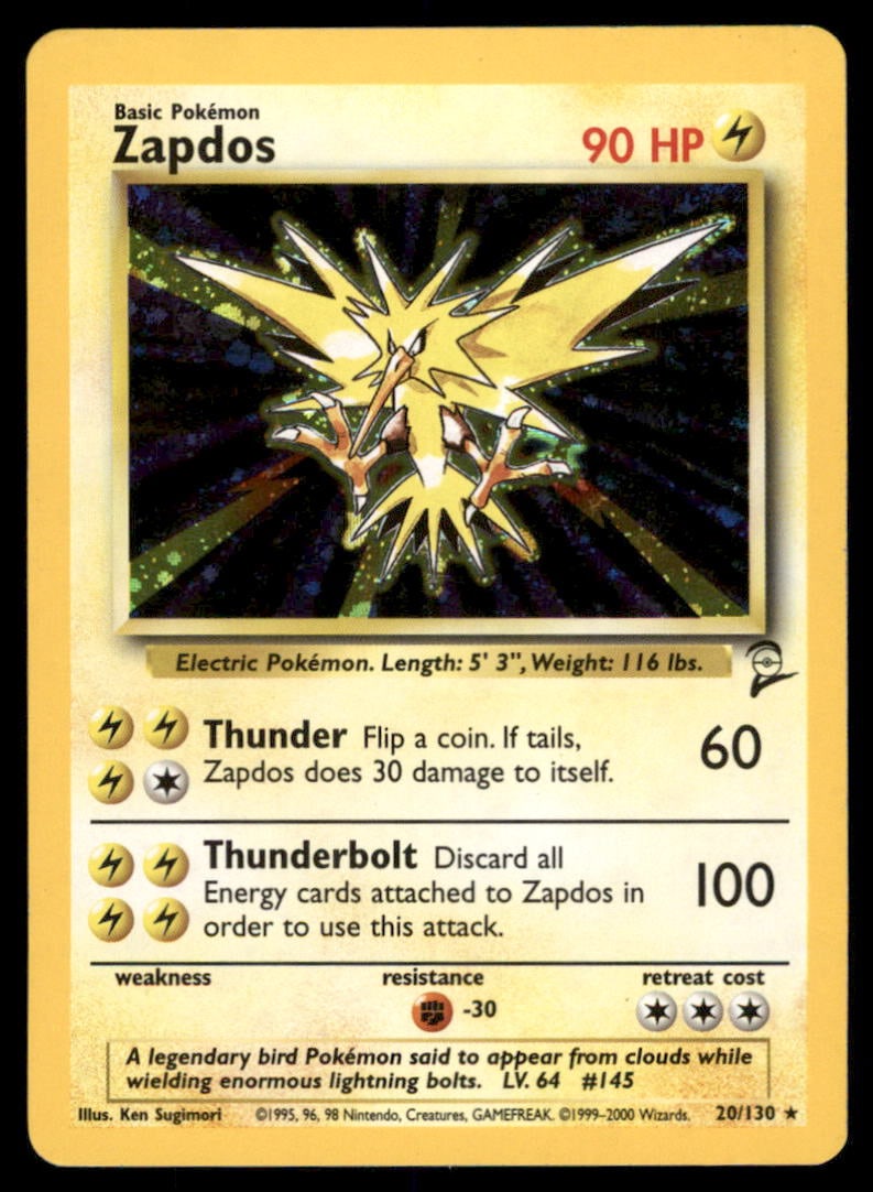 Zapdos 20/130 Holo Base Set 2 Pokemon Card Holo: We offer combined shipping on multiple items. Buyers may also arrange their own shipping. LiveShipping is a separate and independent option for shipping that is NOT a part of the auction house or thei