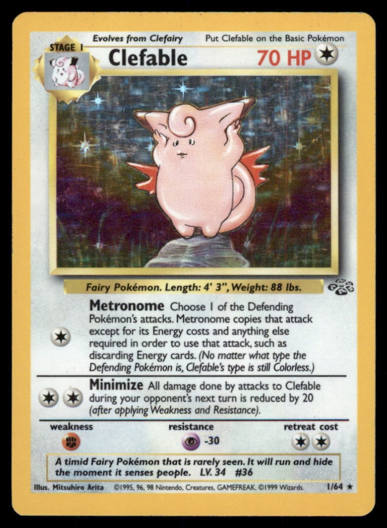 Clefable 1/64 Holo Jungle Pokemon Card Unlimited Holo (1 of 2)