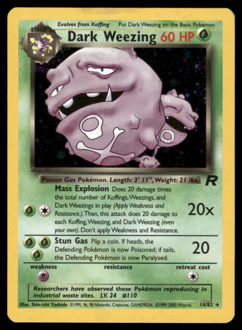 Dark Weezing 14/82 Holo Team Rocket Pokemon Card Unlimited Holo (1 of 2)