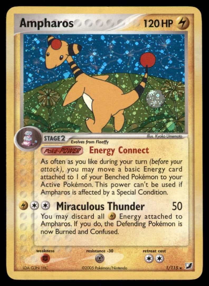 Ampharos 1/115 Holo Unseen Forces Pokemon Card Holo (1 of 2)