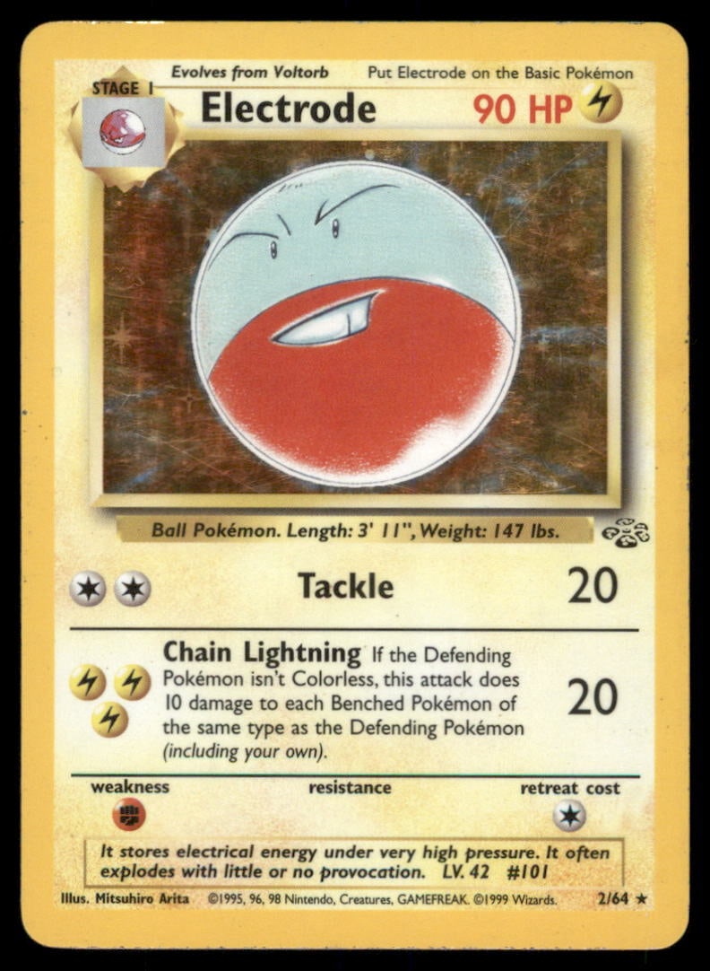 Electrode 2/64 Holo Jungle Pokemon Card Unlimited Holo: We offer combined shipping on multiple items. Buyers may also arrange their own shipping. LiveShipping is a separate and independent option for shipping that is NOT a part of the auction house or thei