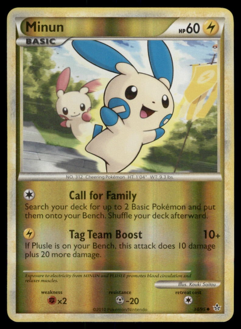 Minun 34/95 HGSS Unleashed Pokemon Card Reverse Holo (1 of 2)
