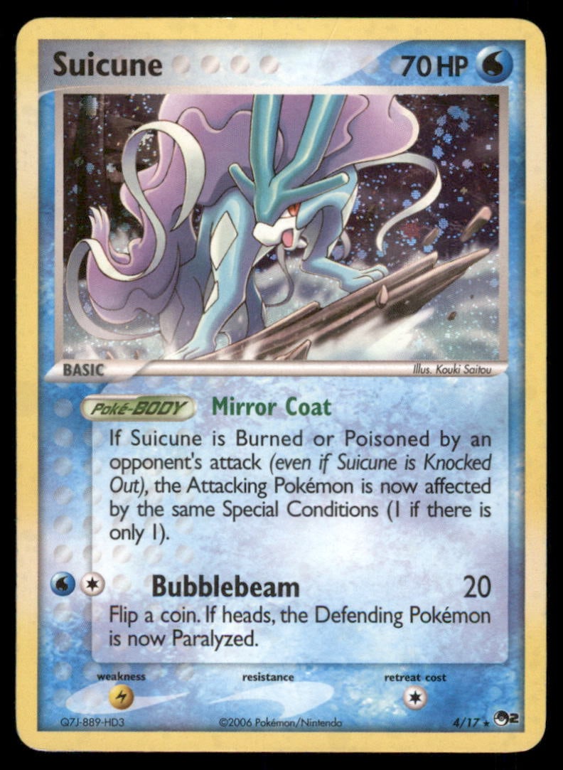 Suicune 4/17 POP Series 2 Pokemon Card Holo: We offer combined shipping on multiple items. Buyers may also arrange their own shipping. LiveShipping is a separate and independent option for shipping that is NOT a part of the auction house or thei