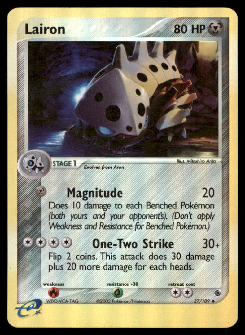 Lairon 37/109 Ruby & Sapphire Pokemon Card Reverse Holo: We offer combined shipping on multiple items. Buyers may also arrange their own shipping. LiveShipping is a separate and independent option for shipping that is NOT a part of the auction house or thei