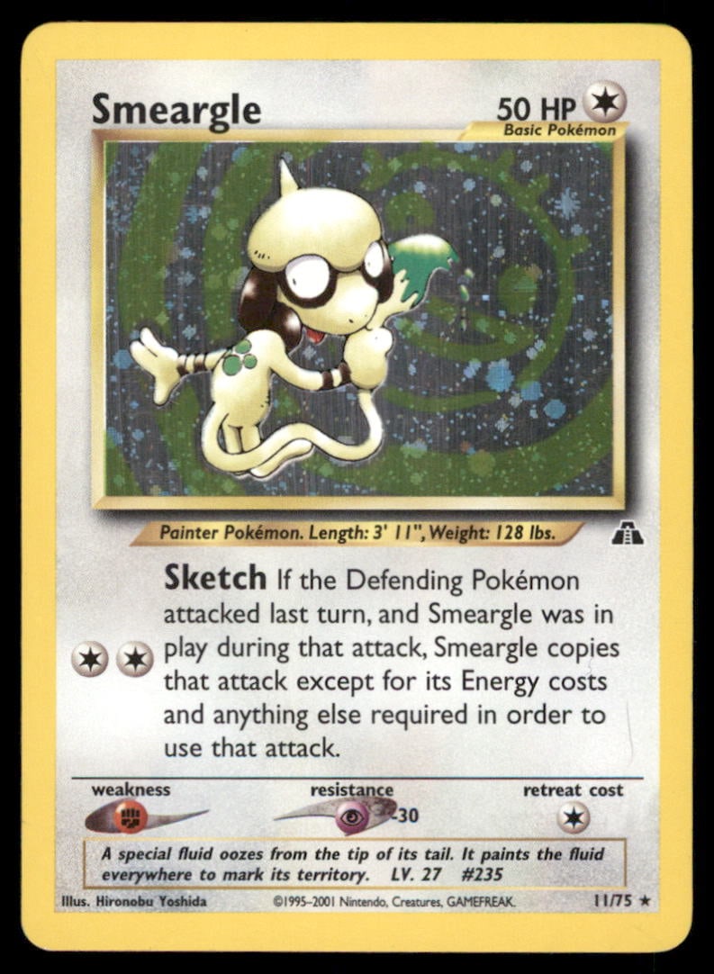 Smeargle 11/75 Holo Neo Discovery Pokemon Card Unlimited Holo: We offer combined shipping on multiple items. Buyers may also arrange their own shipping. LiveShipping is a separate and independent option for shipping that is NOT a part of the auction house or thei