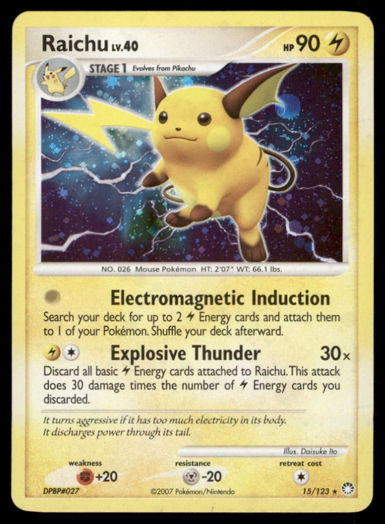 Raichu 15/123 Holo Mysterious Treasures Pokemon Card Holo (1 of 2)
