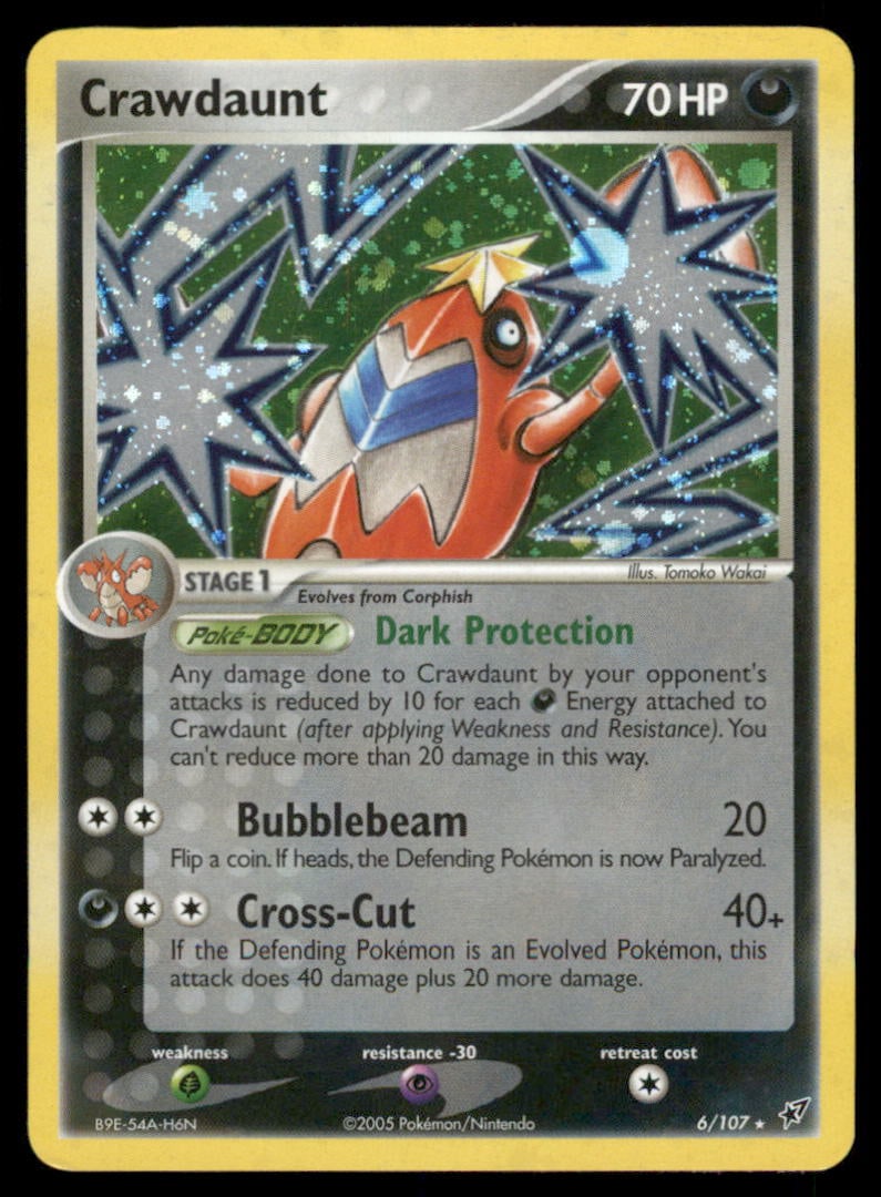 Crawdaunt 6/107 Holo Deoxys Pokemon Card Holo: We offer combined shipping on multiple items. Buyers may also arrange their own shipping. LiveShipping is a separate and independent option for shipping that is NOT a part of the auction house or thei