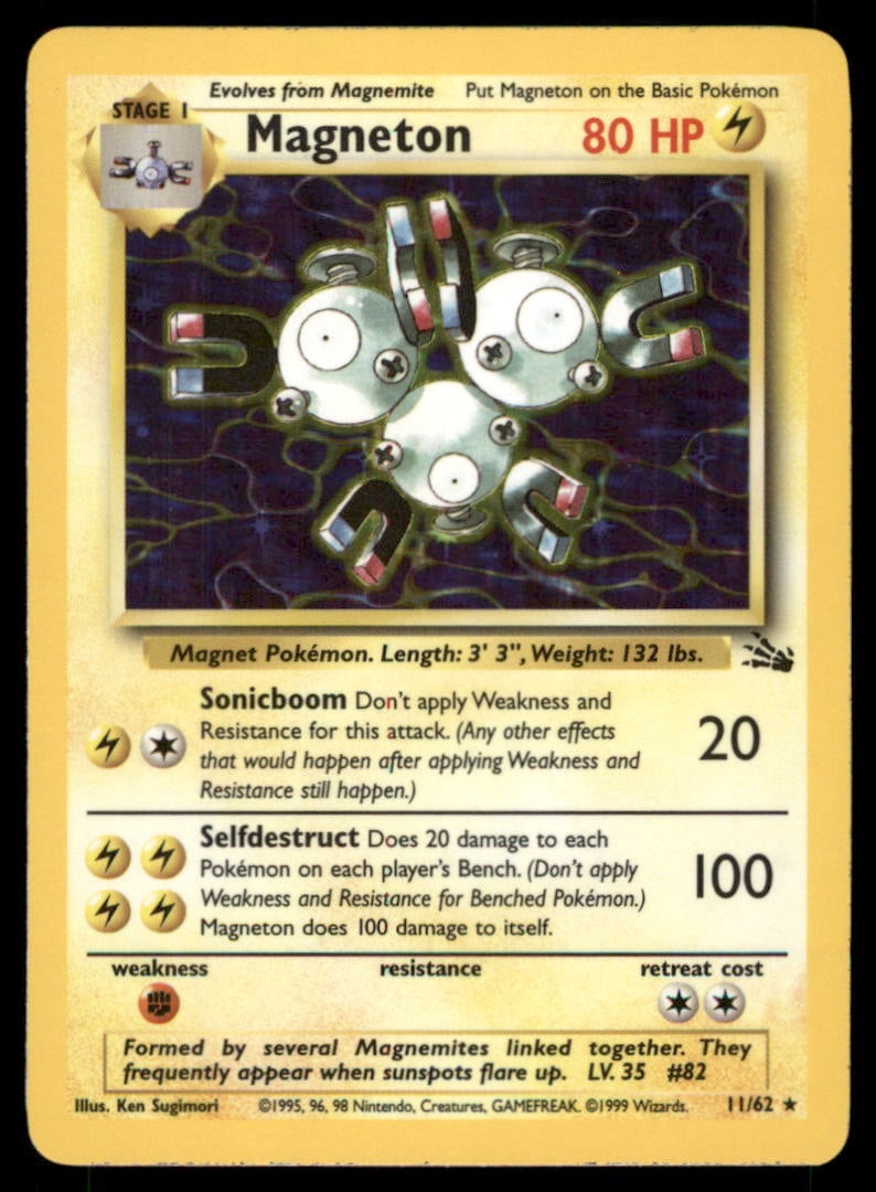 Magneton 11/62 Holo Fossil Pokemon Card Unlimited Holo: We offer combined shipping on multiple items. Buyers may also arrange their own shipping. LiveShipping is a separate and independent option for shipping that is NOT a part of the auction house or thei