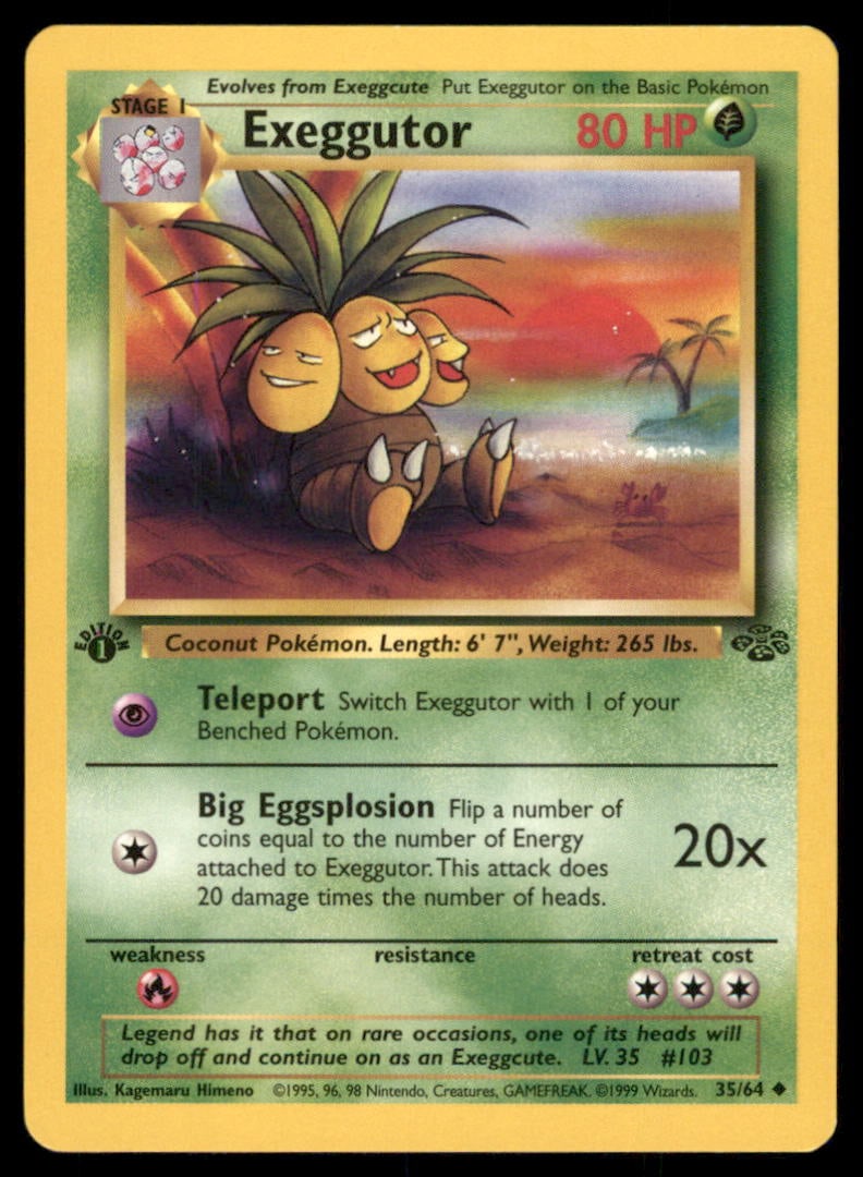 Exeggutor 35/64 Jungle Pokemon Card 1st Edition: We offer combined shipping on multiple items. Buyers may also arrange their own shipping. LiveShipping is a separate and independent option for shipping that is NOT a part of the auction house or thei
