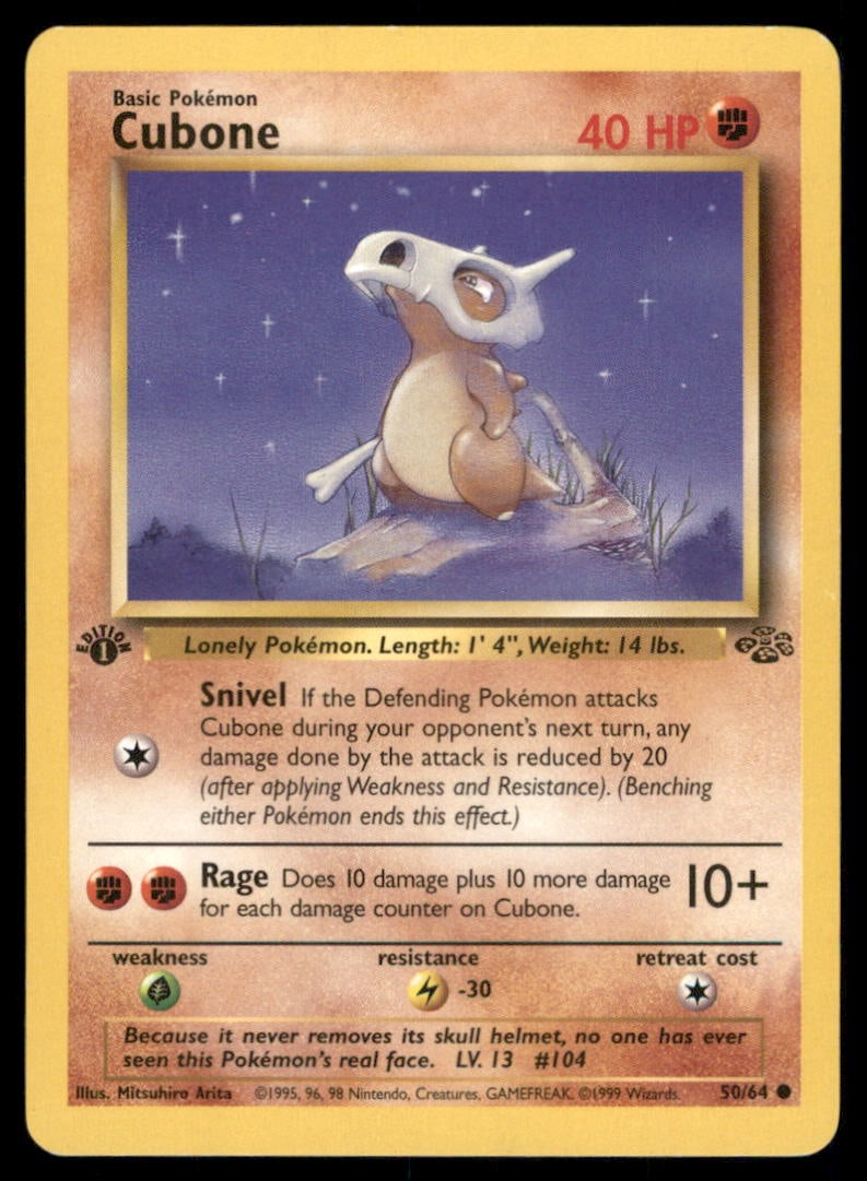 Cubone 50/64 Jungle Pokemon Card 1st Edition (1 of 2)