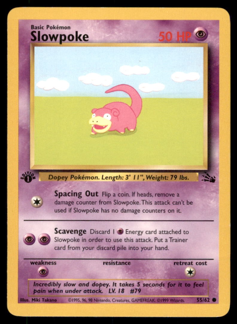 Slowpoke 55/62 Fossil Pokemon Card 1st Edition: We offer combined shipping on multiple items. Buyers may also arrange their own shipping. LiveShipping is a separate and independent option for shipping that is NOT a part of the auction house or thei