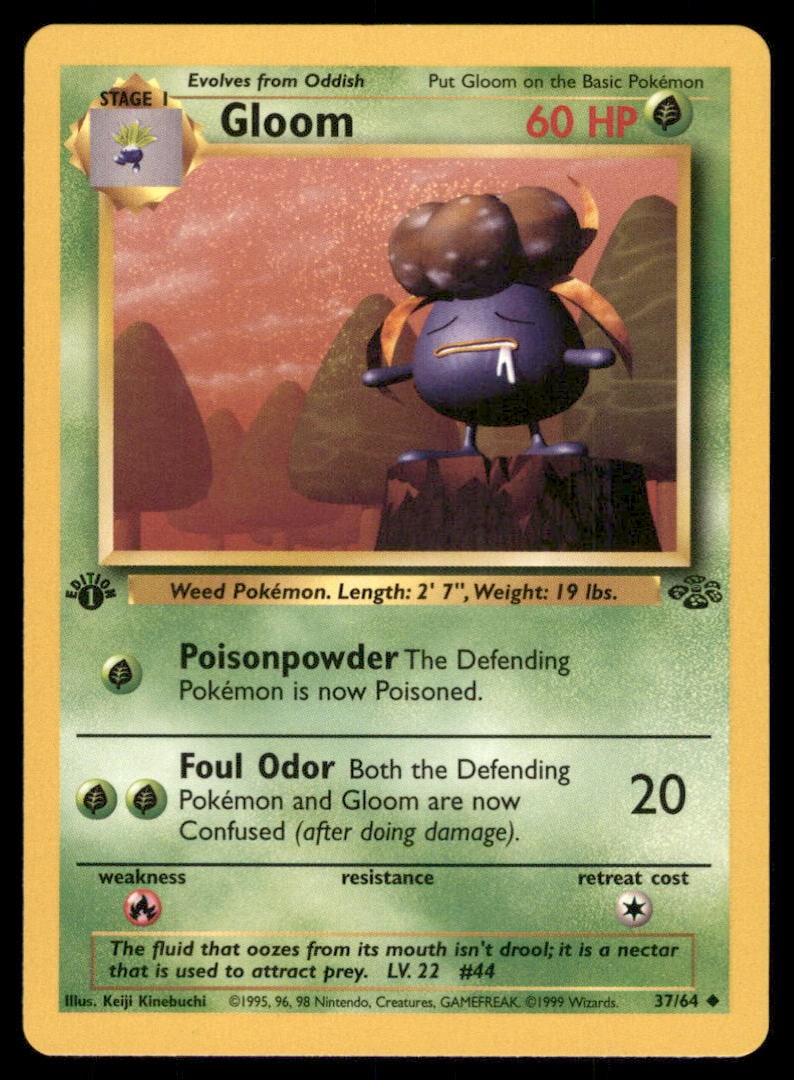 Gloom 37/64 Jungle Pokemon Card 1st Edition: We offer combined shipping on multiple items. Buyers may also arrange their own shipping. LiveShipping is a separate and independent option for shipping that is NOT a part of the auction house or thei