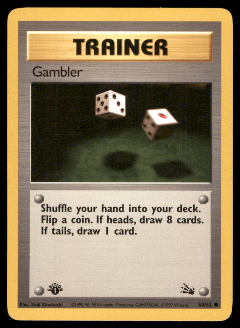 Gambler 60/62 Fossil Pokemon Card 1st Edition (1 of 2)