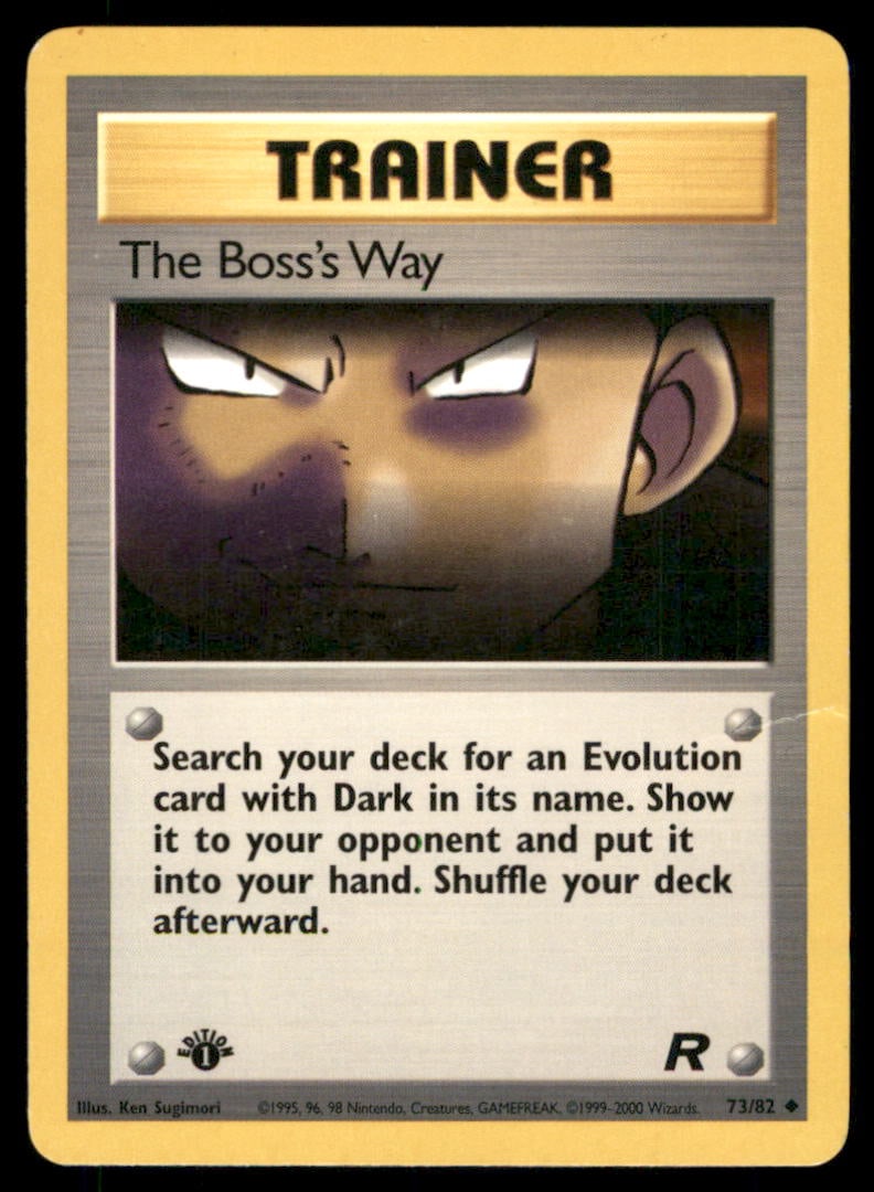 The Boss's Way 73/82 Team Rocket Pokemon Card 1st Edition: We offer combined shipping on multiple items. Buyers may also arrange their own shipping. LiveShipping is a separate and independent option for shipping that is NOT a part of the auction house or thei