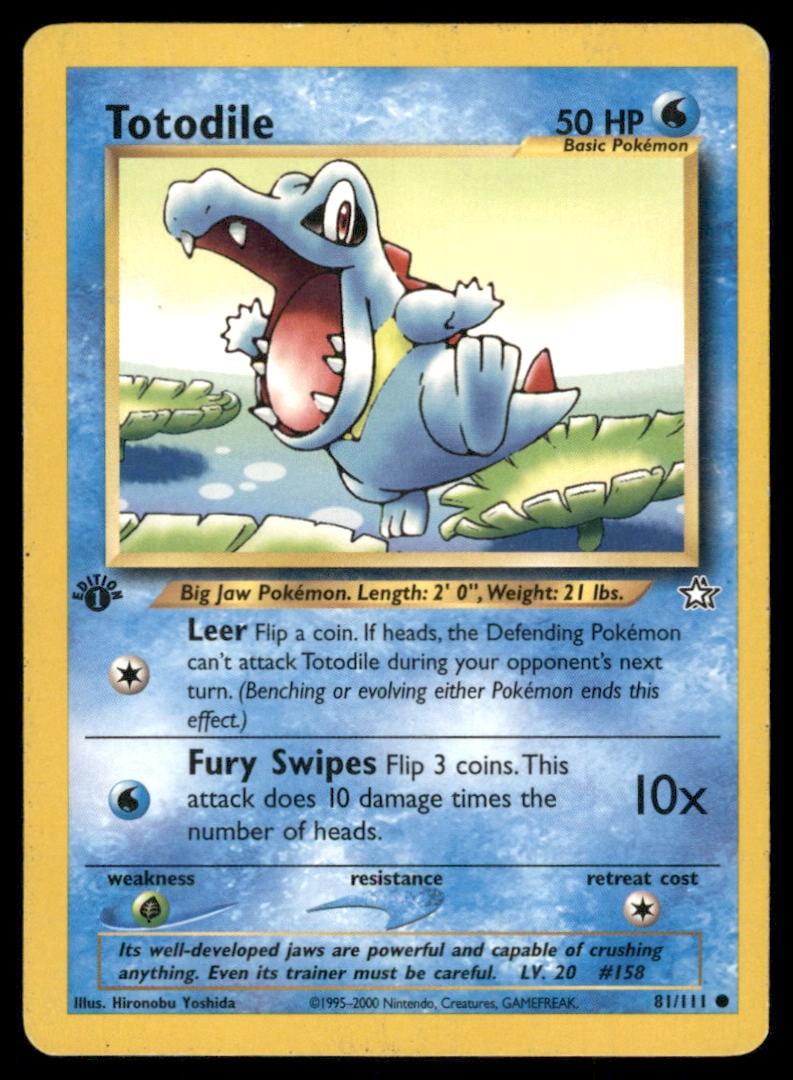 Totodile 81/111 Neo Genesis Pokemon Card 1st Edition (1 of 2)