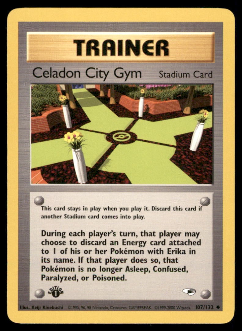 Celadon City Gym 107/132 Gym Heroes Pokemon Card 1st Edition (1 of 2)
