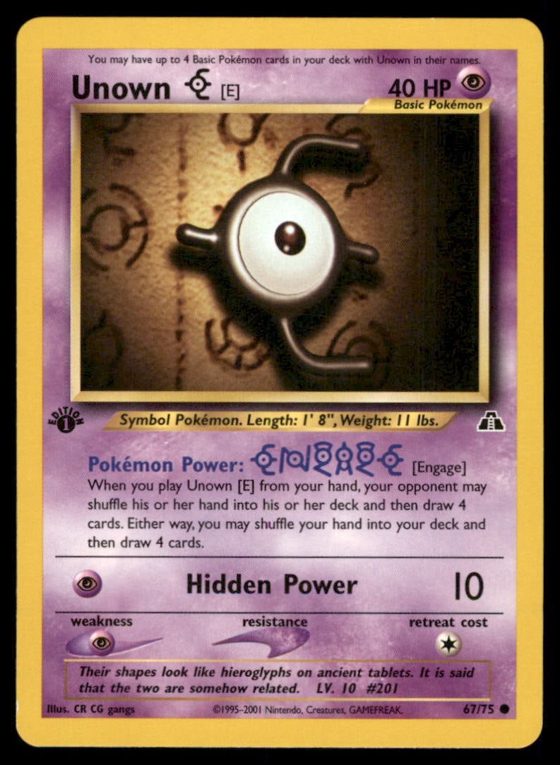 Unown [E] 67/75 Neo Discovery Pokemon Card 1st Edition: We offer combined shipping on multiple items. Buyers may also arrange their own shipping. LiveShipping is a separate and independent option for shipping that is NOT a part of the auction house or thei