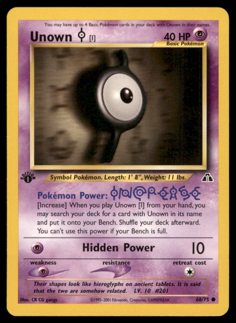 Unown [I] 68/75 Neo Discovery Pokemon Card 1st Edition: We offer combined shipping on multiple items. Buyers may also arrange their own shipping. LiveShipping is a separate and independent option for shipping that is NOT a part of the auction house or thei
