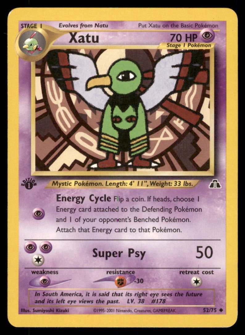 Xatu 52/75 Neo Discovery Pokemon Card 1st Edition: We offer combined shipping on multiple items. Buyers may also arrange their own shipping. LiveShipping is a separate and independent option for shipping that is NOT a part of the auction house or thei