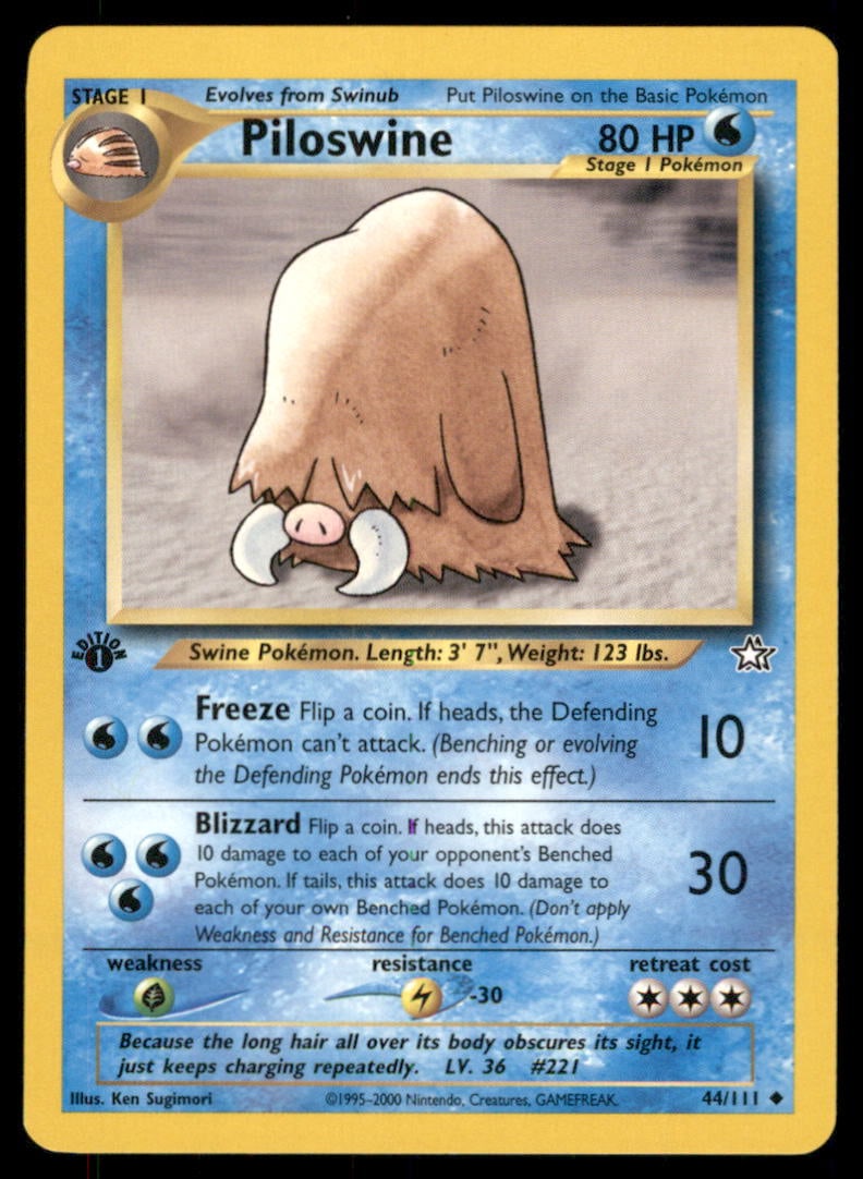 Piloswine 44/111 Neo Genesis Pokemon Card 1st Edition (1 of 2)