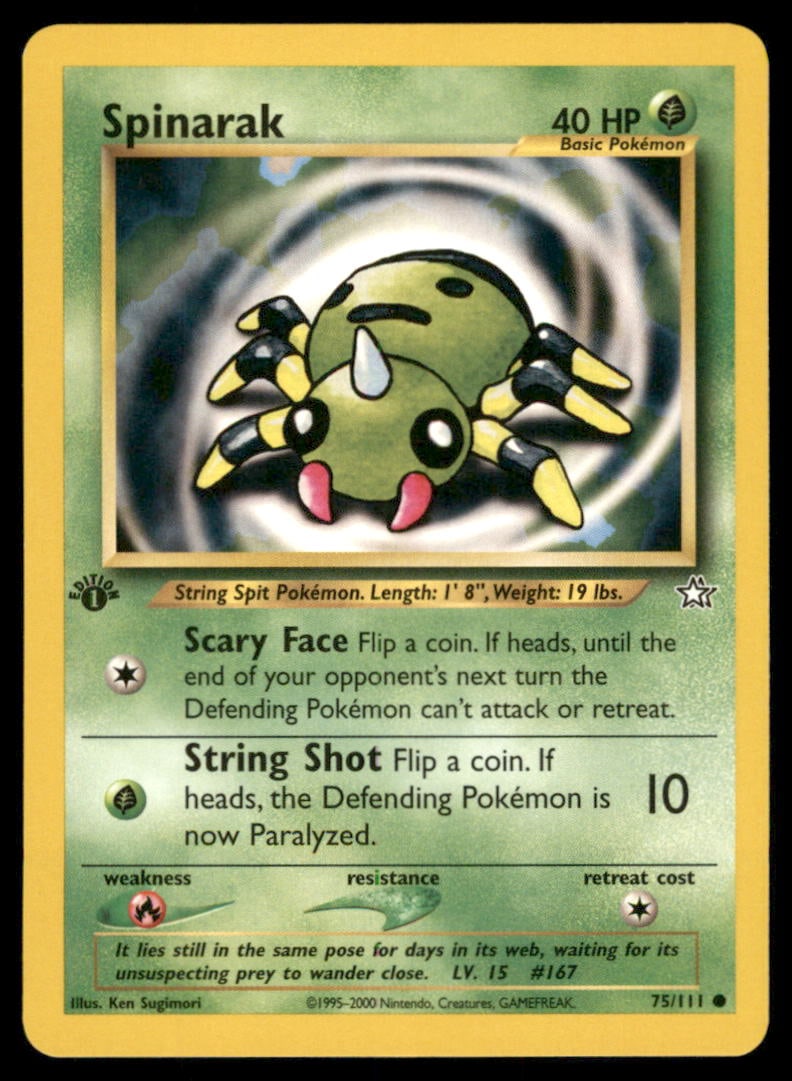 Spinarak 75/111 Neo Genesis Pokemon Card 1st Edition: We offer combined shipping on multiple items. Buyers may also arrange their own shipping. LiveShipping is a separate and independent option for shipping that is NOT a part of the auction house or thei
