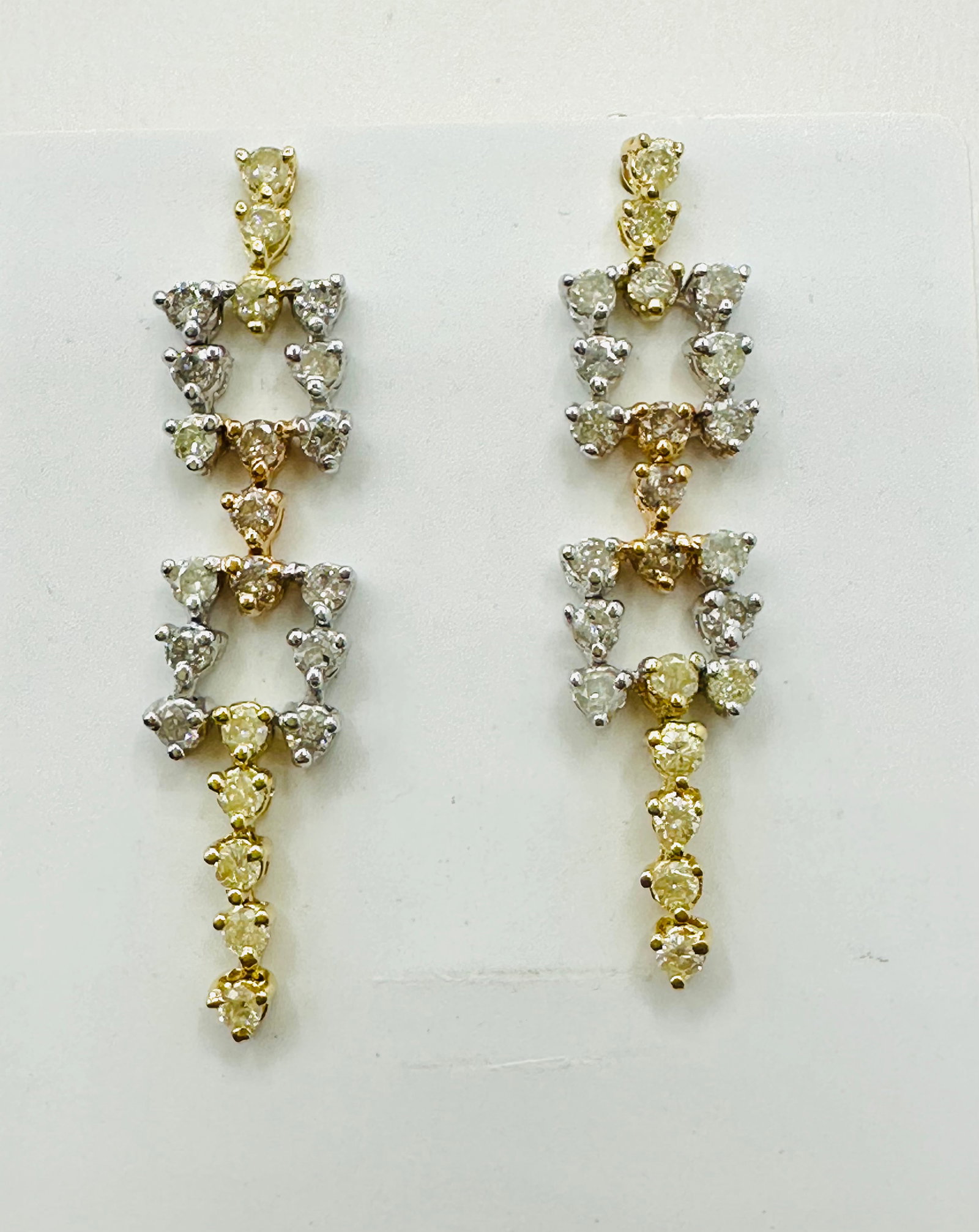 18KT Tricolor Gold,Pair of Natural Diamond Earrings # 2803 (1 of 4)