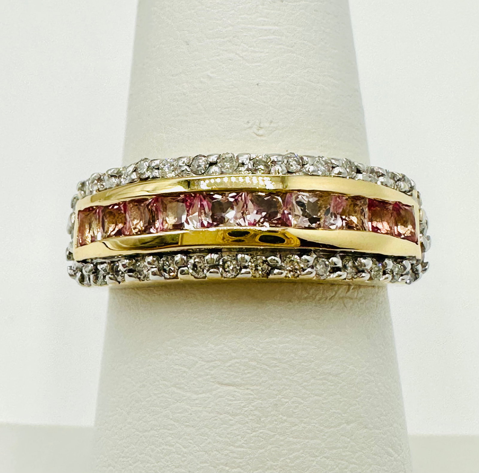 Natural Diamond and Pink Sapphire 14KT Gold Ring # 2811 (1 of 4)