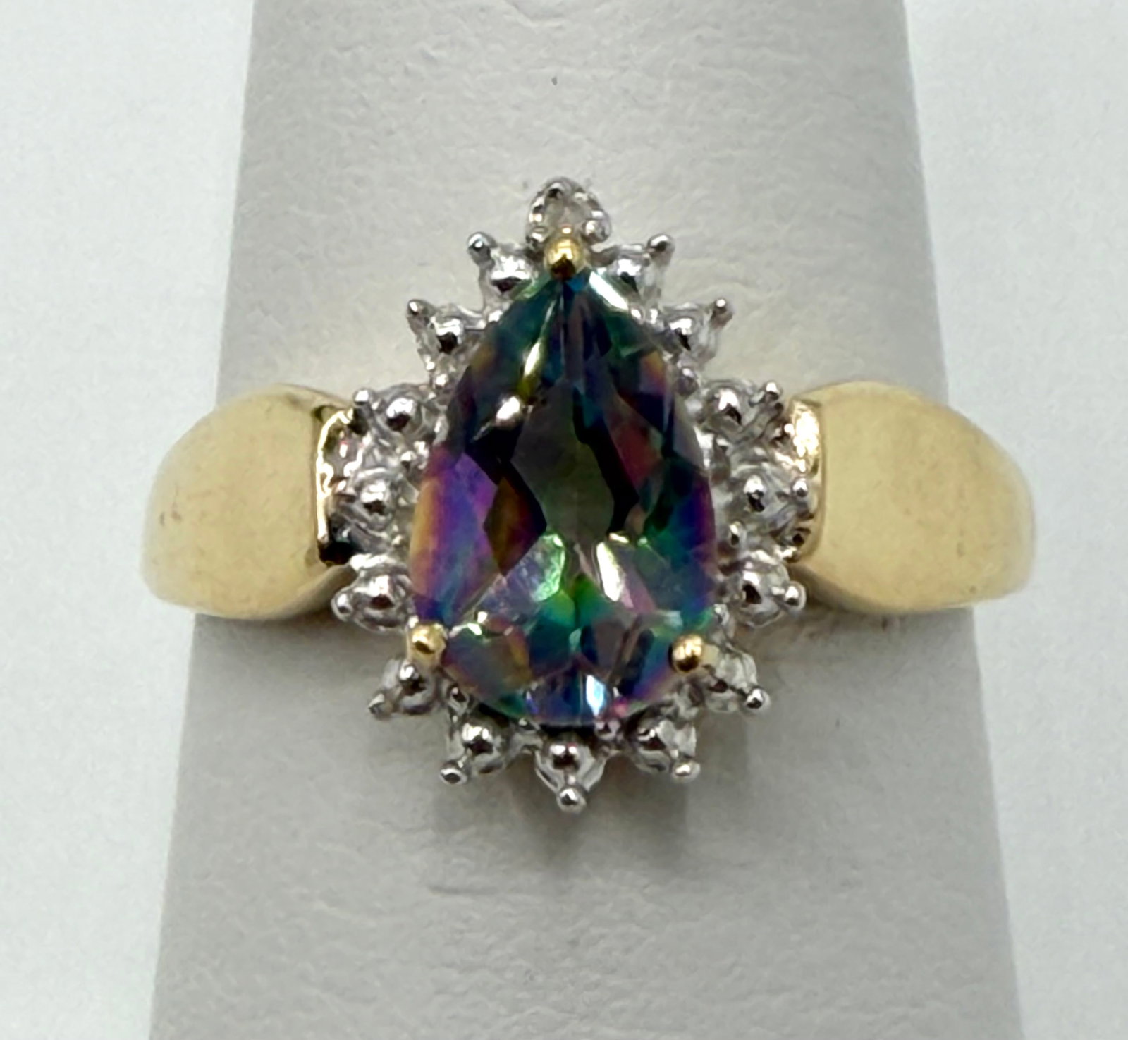 14KT Yellow Gold Mystic Stone and Diamond Ring # 2841 (1 of 4)