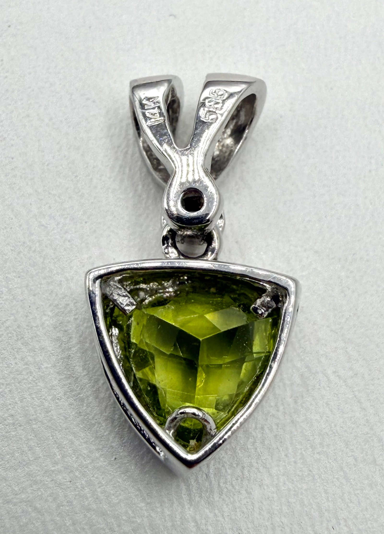 14KT White Gold Peridot with Diamond Pendant # 2861 (1 of 4)