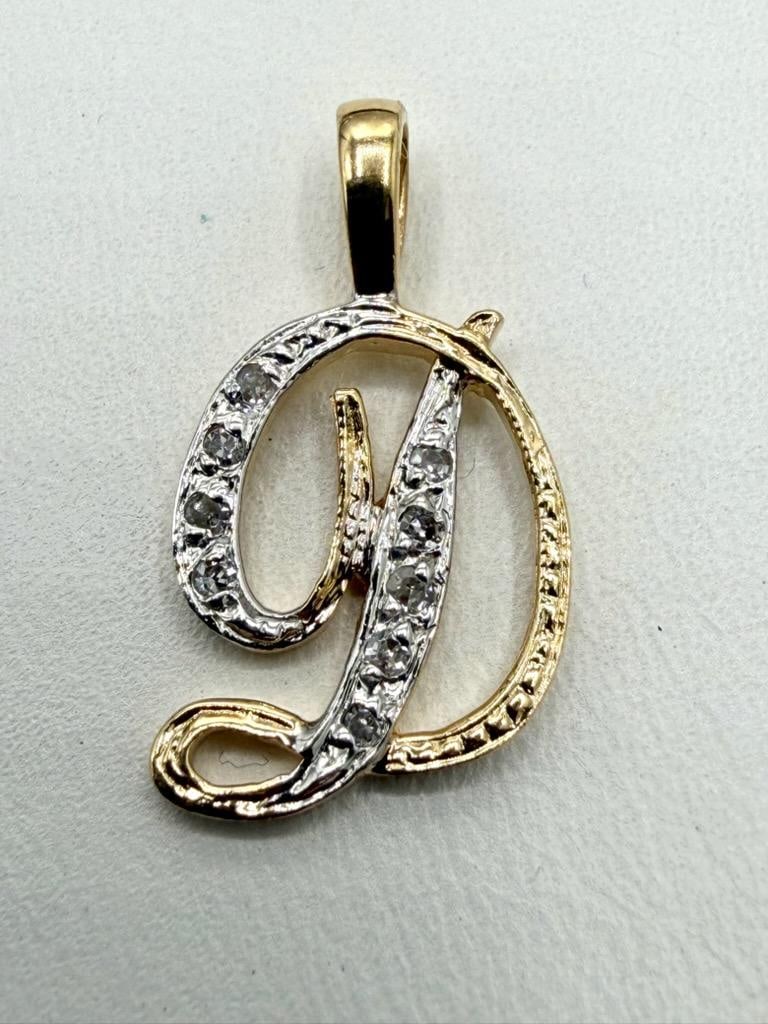 14KT Yellow Gold Initial D Pendant with National Diamond # 2868 (1 of 4)