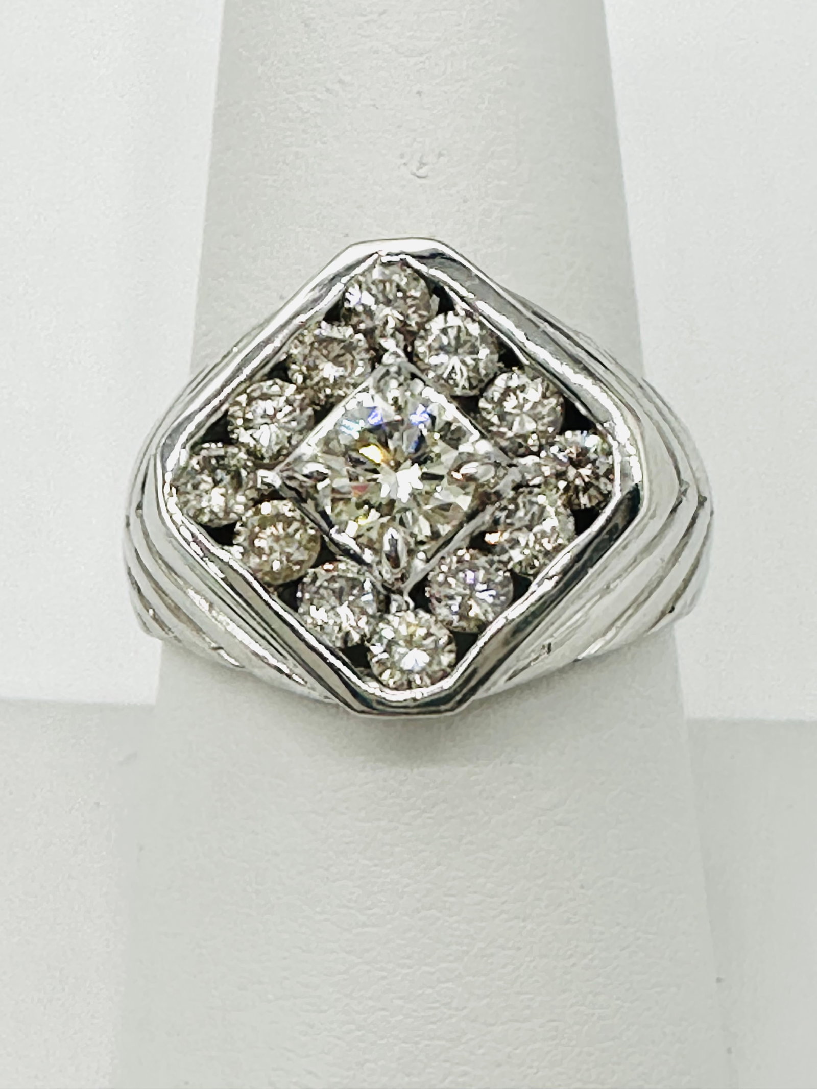 Natural Diamond Men’s Ring, 14KT White Gold # 2304 (1 of 4)