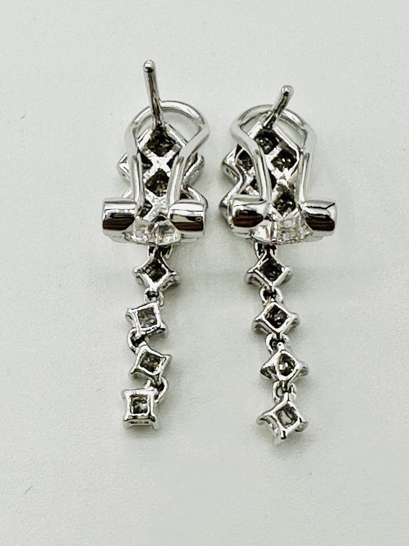 Pair of Natural Diamond Earrings, 18KT White Gold # 2340 (1 of 4)