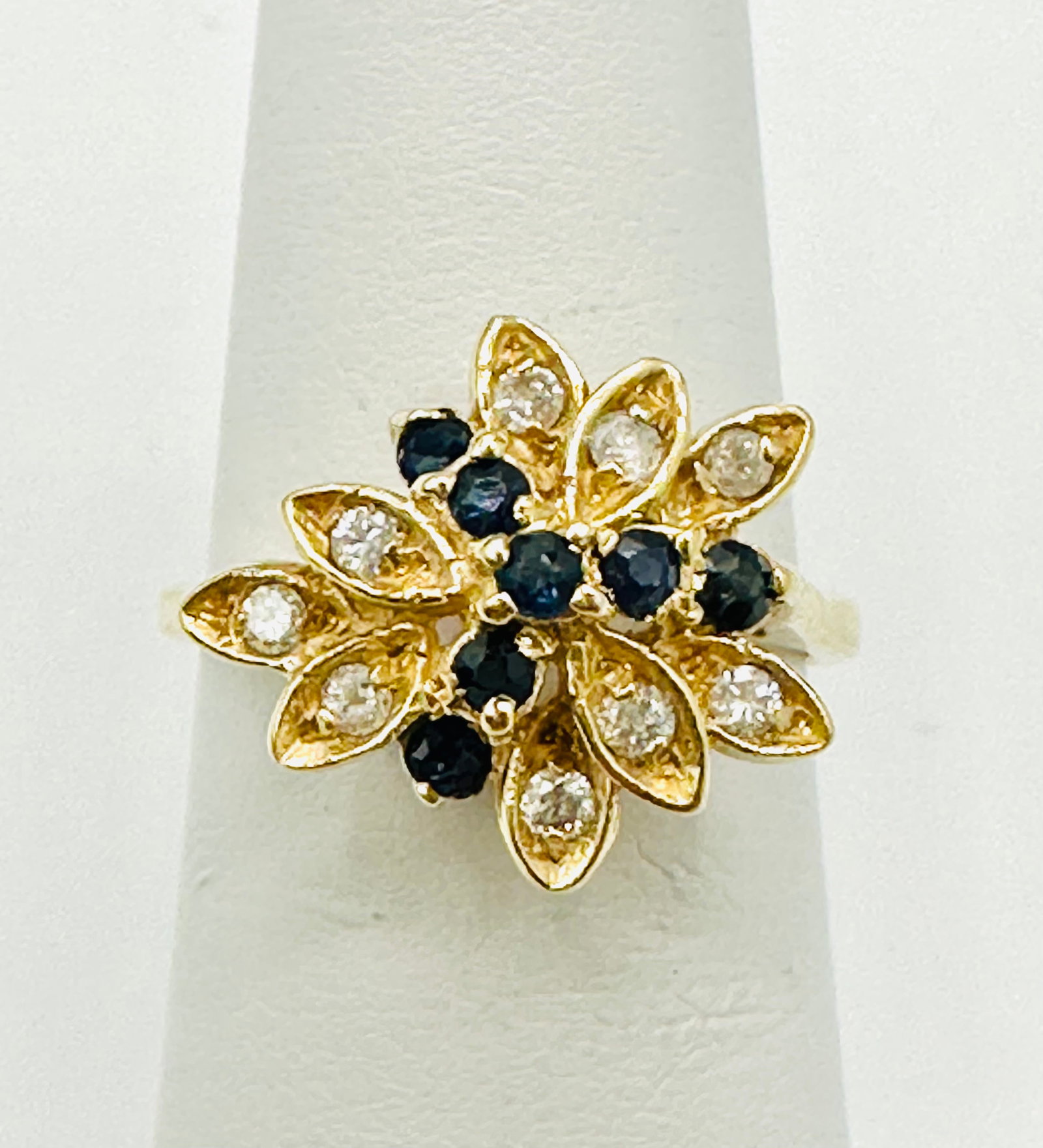 Natural Diamond and Sapphire Ring,14KT Yellow Gold # 2373 (1 of 4)