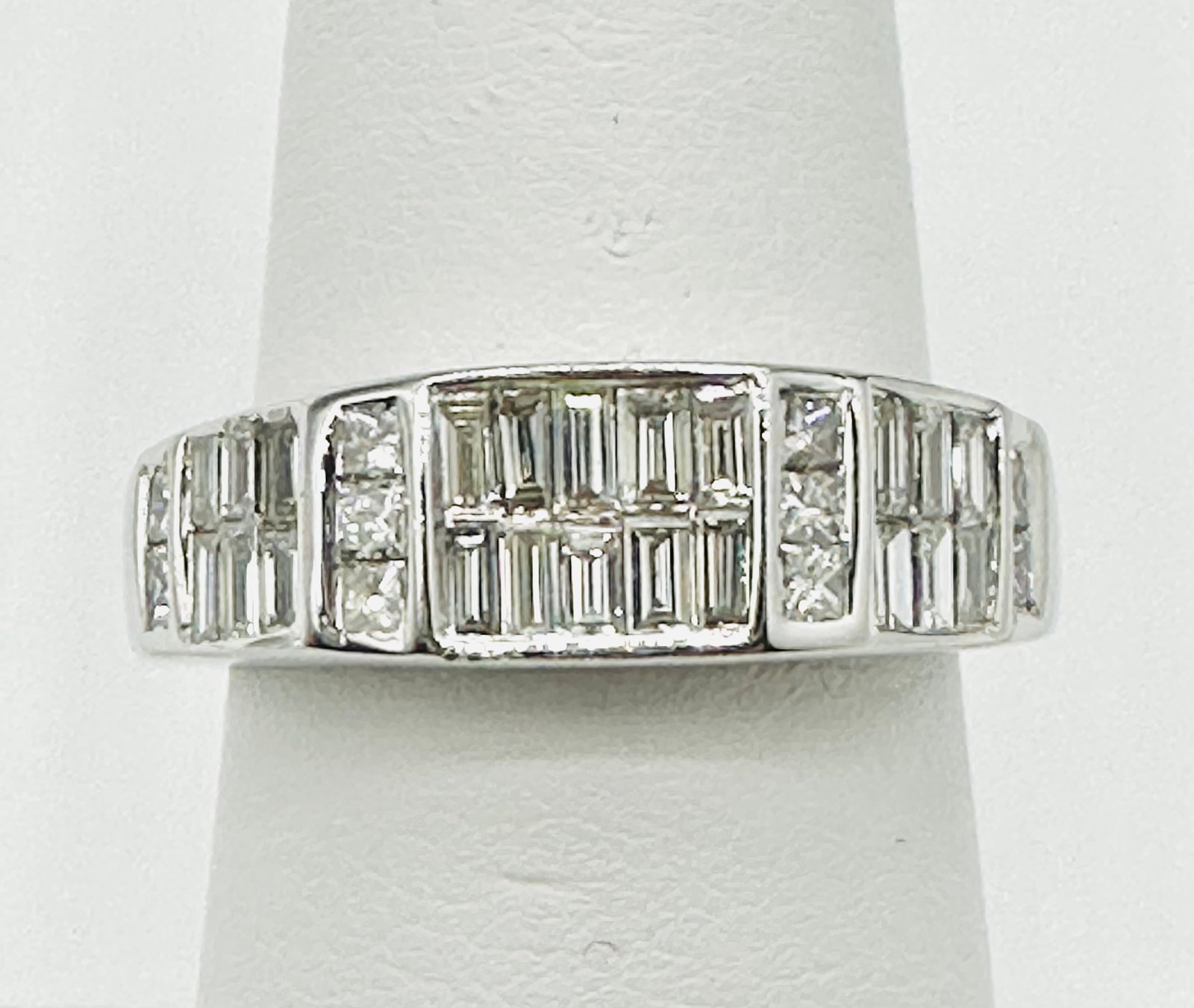 Natural Diamond Band Ring, 14KT White Gold # 2387 (1 of 4)