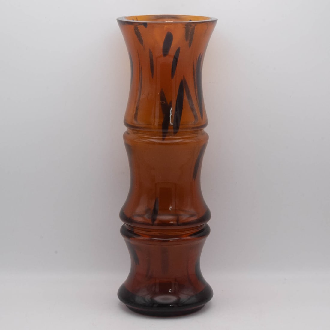 Vintage Art Deco Amber Brown Bamboo Form Art Glass Vase (1 of 7)