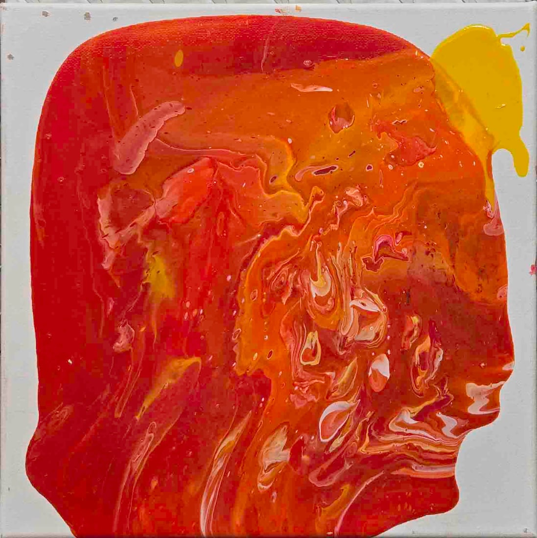 Contemporary Abstract Expressionist Acrylic On Canvas "Small Yellow Cap": Title: Small Yellow Cap Medium: Acrylic On Canvas Size: 12 x 12 inches Age: Contemporary Condition: Great, please check photo for condition reference Provenance: Combined shipping rate available. For 